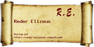 Reder Elizeus névjegykártya